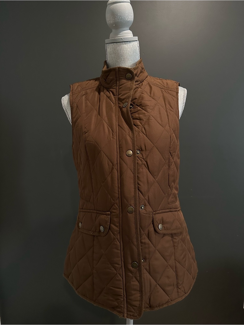 G.H. Bass & Co. Quilted Brown Snap-Front Vest